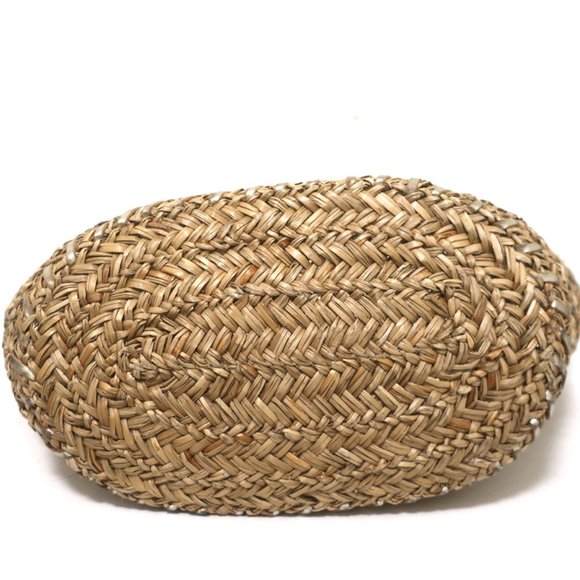 ANYA HINDMARCH BEACH LARGE BASKET TOTE GOLD LEATHER-TRIM RAFFIA SHOULDER BAG - Picture 6 of 10